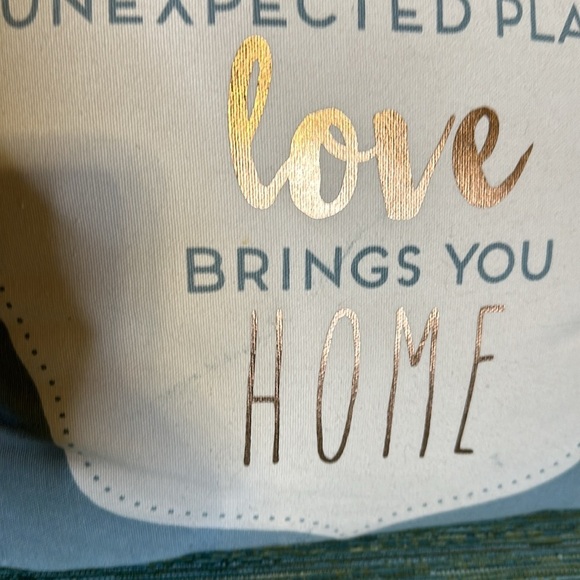 Decorative accent pillow colors blue tan white and gold - Picture 3 of 5